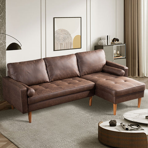 Xizzi Furniture-GF-Sofa-L Shape-Dark Brown-Suede-Right Chaise