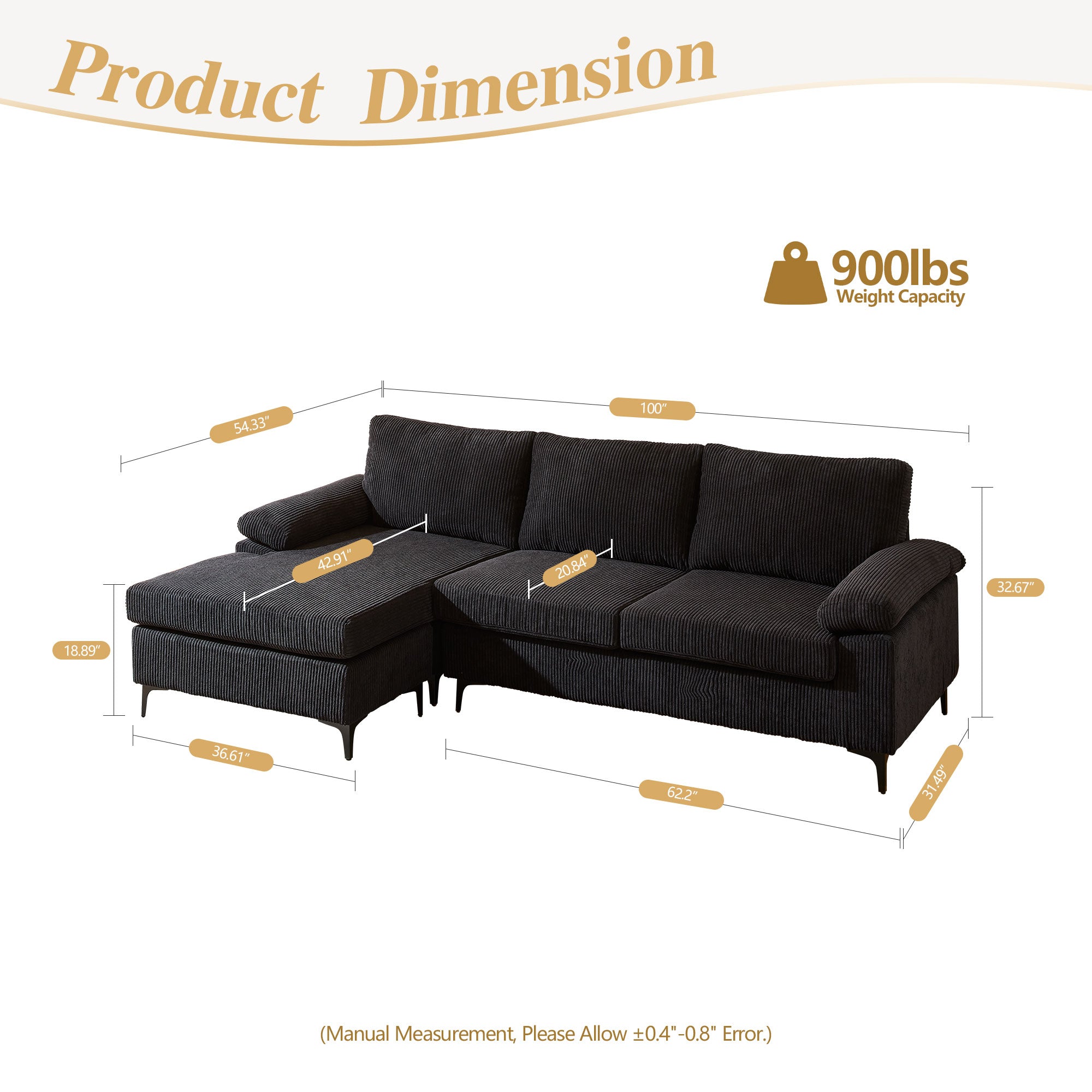 Xizzi-Furniture-MK-Chaise-Longue-Sofa-Black-Jumbo-Wale-Corduroy