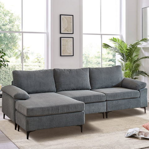 Xizzi-Furniture-MK-Chaise-Longue-Sofa-Grey-Jumbo-Wale-Corduroy