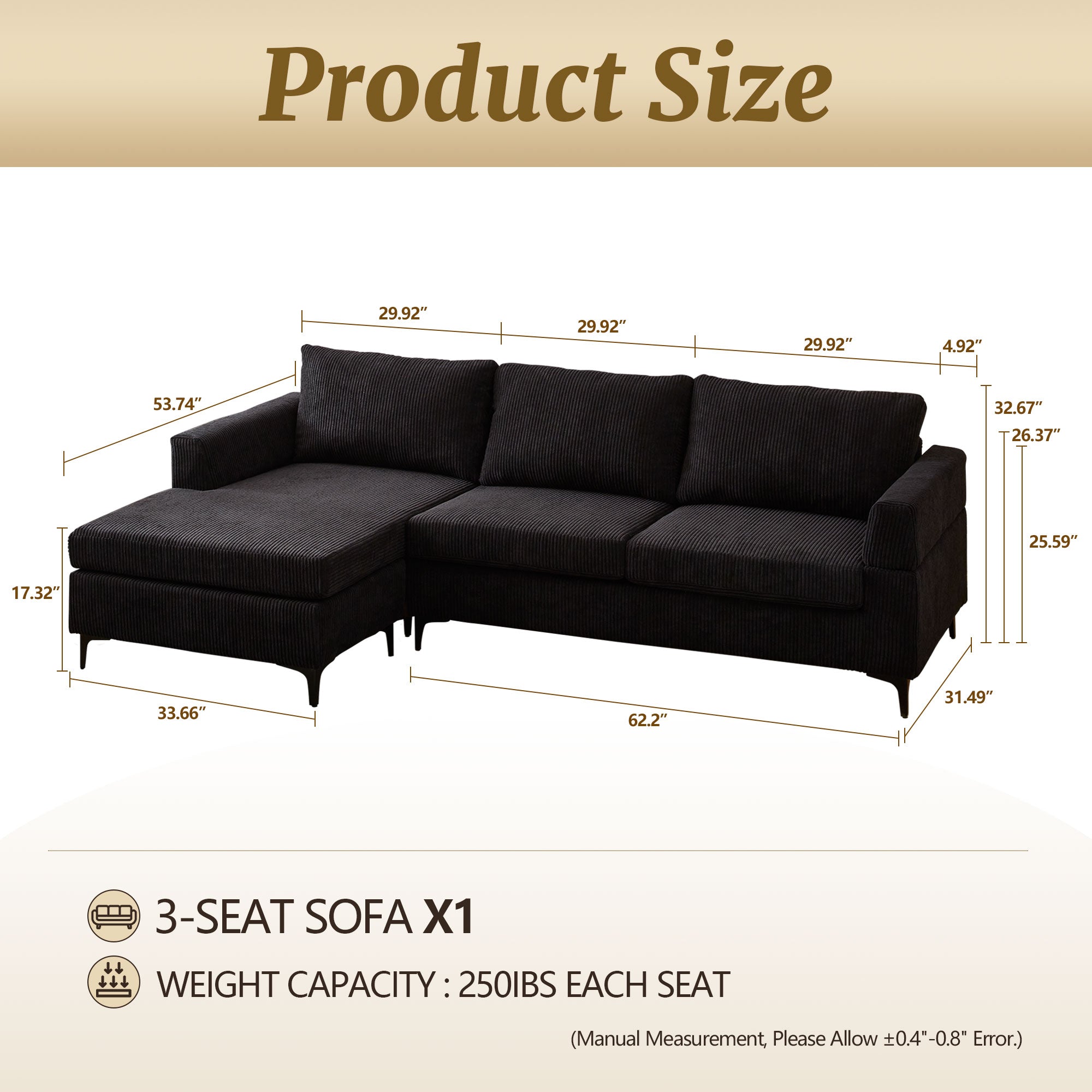 Xizzi-Furniture-TESLA-Chaise-Longue-Sofa-Black-Corduroy