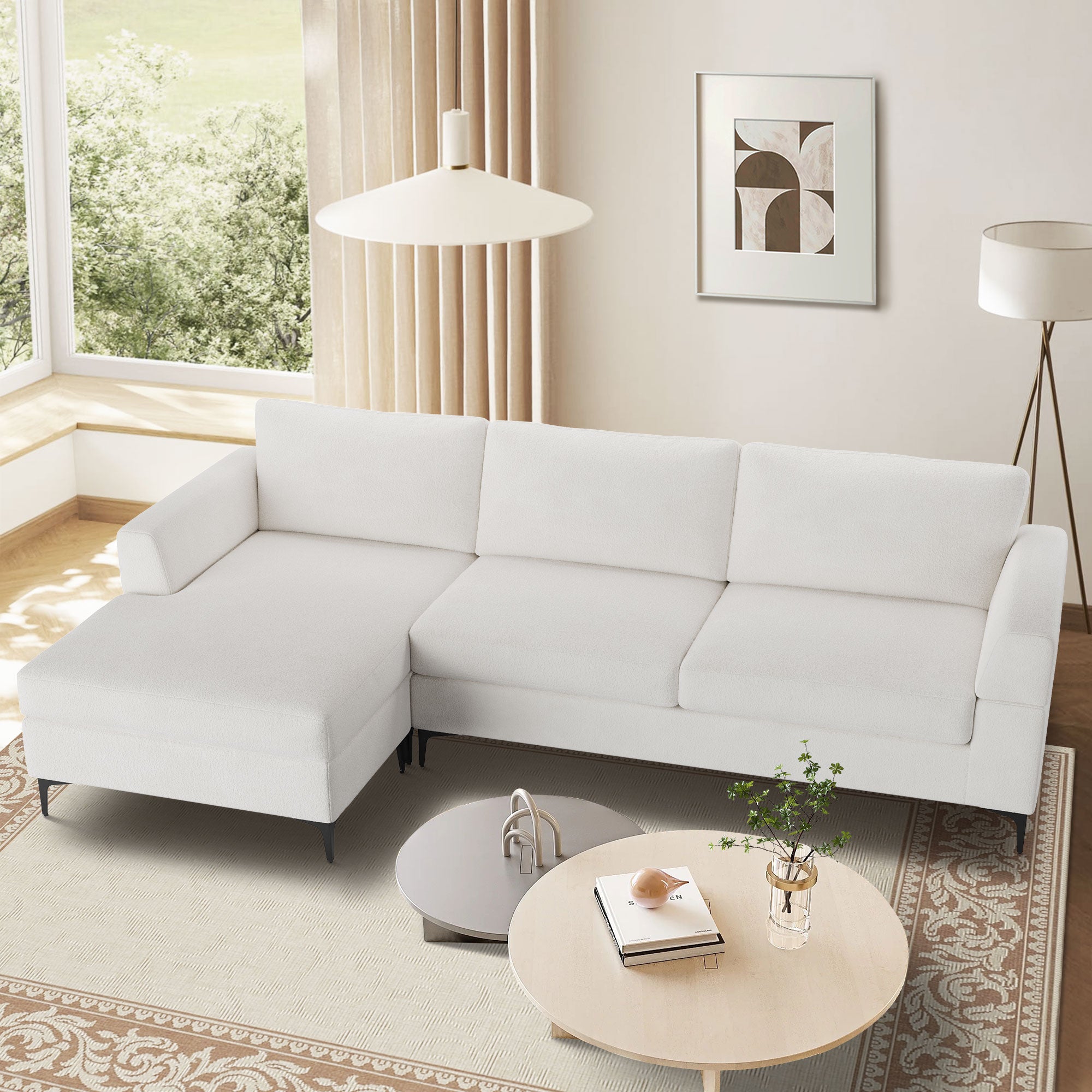 Xizzi-Furniture-TESLA-Chaise-Longue-Sofa-White-Cloud-Velvet